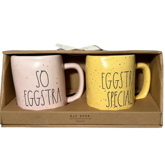 🐣 Rae Dunn Mug Set “SO EGGSTRA SPECIAL” Easter Yellow Pink - Picture 3 of 8